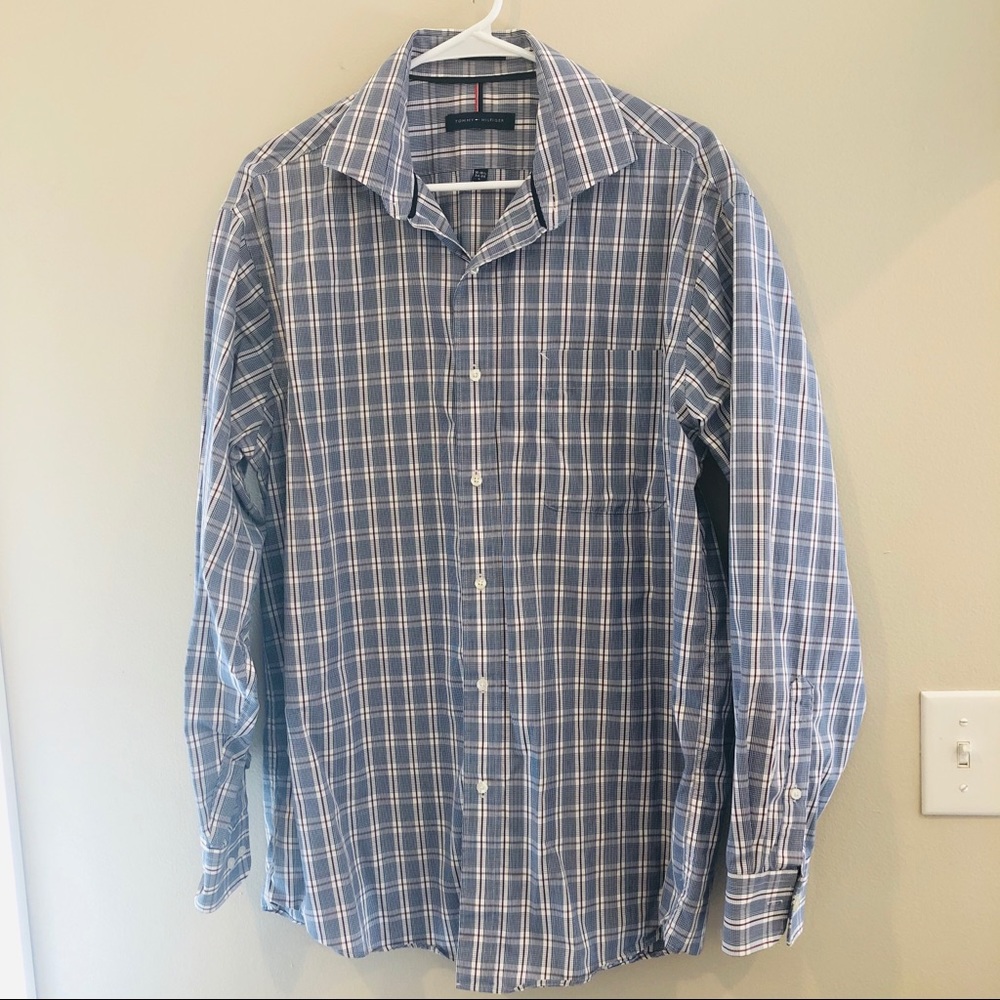 Tommy Hilfiger Dress Shirt Plaid Gingham - Large